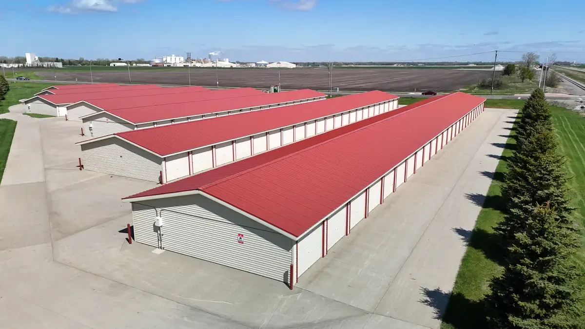 Aerial view of facility with drive up units